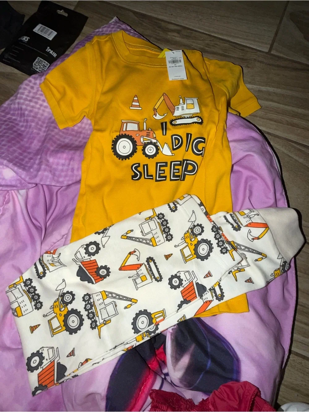 Old Navy Yellow Kids Construction Pajama Set with Print